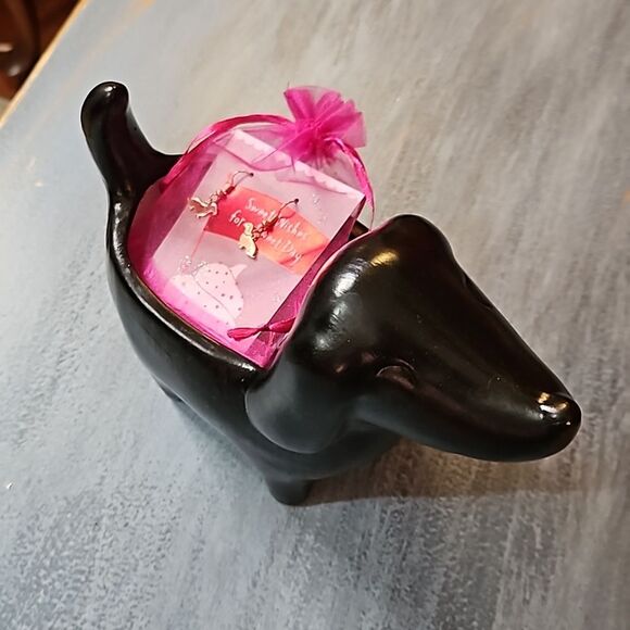 Dachshund Planter & Goldtone Earrings - Picture 7 of 8